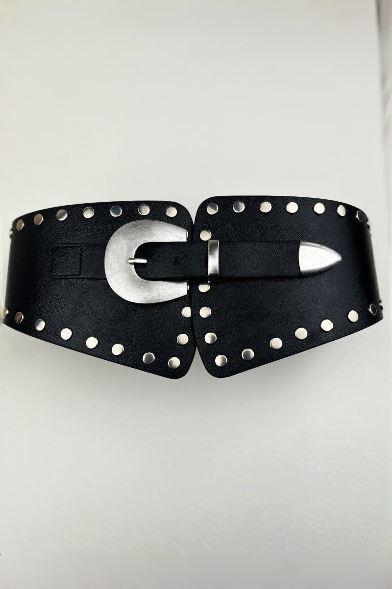 Vintage Edge: Silver Buckle Chunky Corset Belt - leto-collection