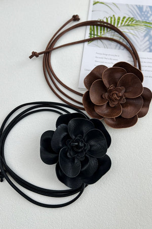 Wildflower: Bohemian Leather Flower Pendant Layered Belt