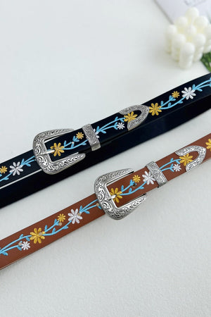 Vintage Garden: Retro Flower Embroidery Decorative Waist Belt