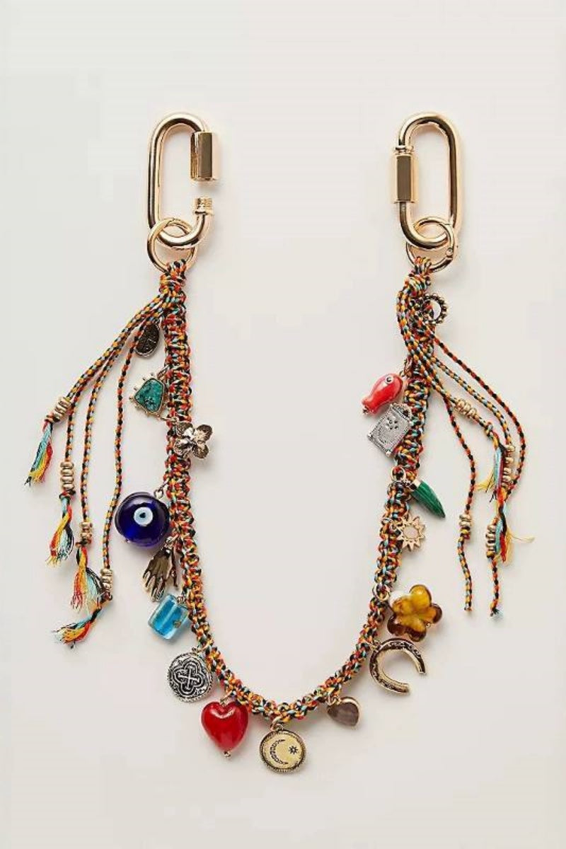 Bold Evil Eye Bag Charm Chain – Handwoven Strap for Fierce Style 👁️🔥