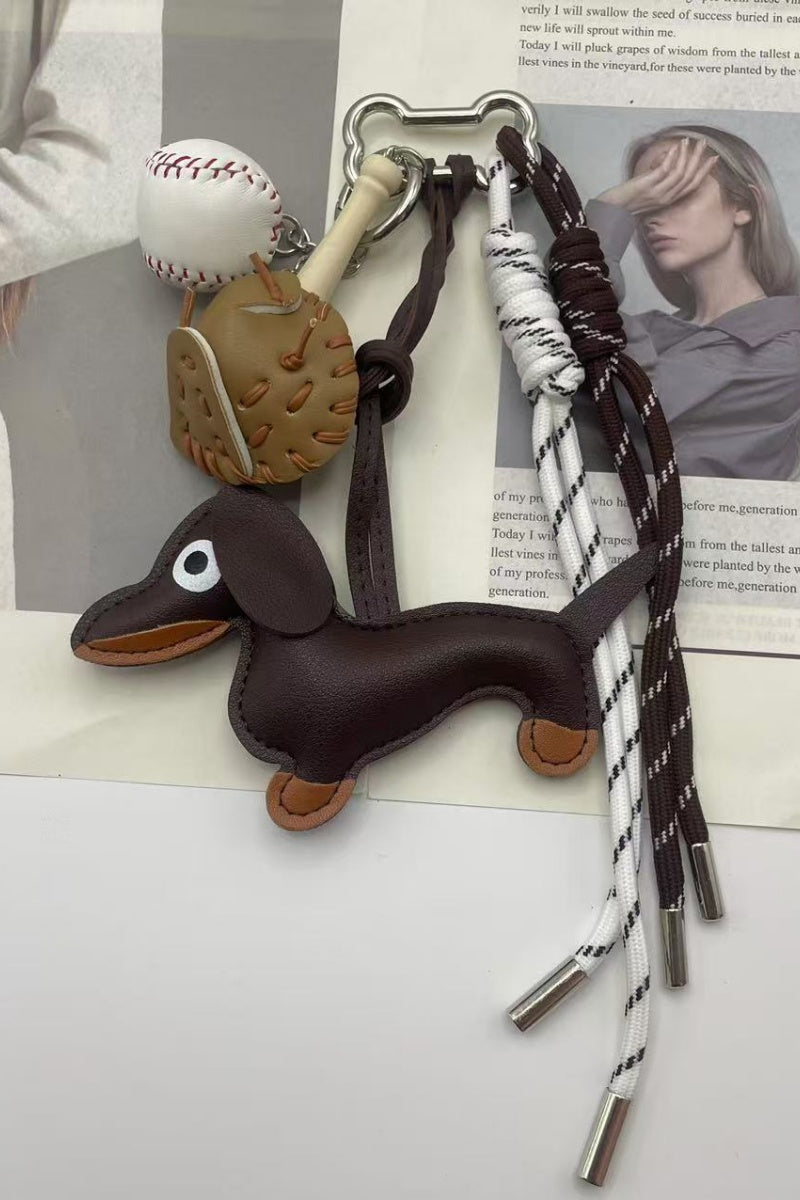 Baseball Stitch Leather Charm – Handmade Braided Bag Accent ⚾✨