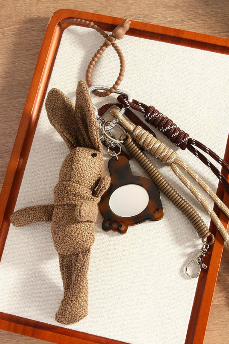 Whimsical Rabbit Charm – Handwoven Linen Bag Accessory 🐰🌿