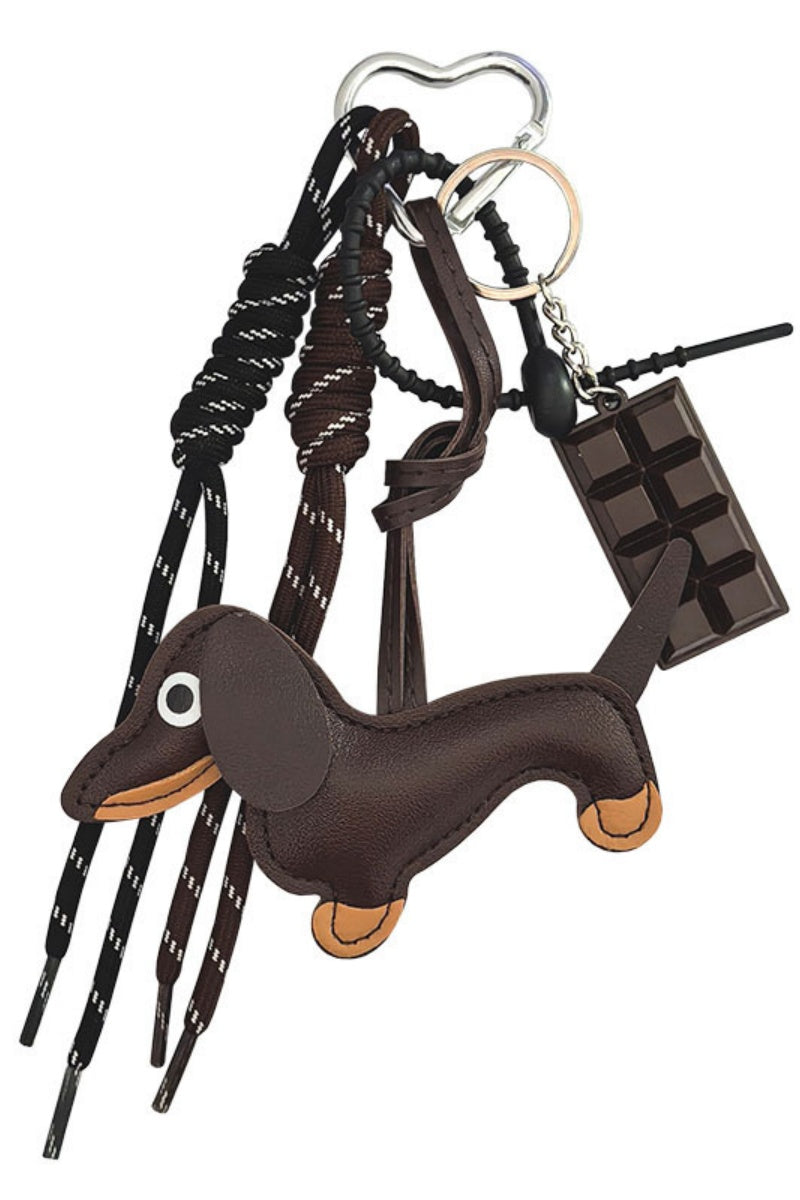 Charming Dachshund Bag Charm – Braided Leather Purse Pendant 🐕💖