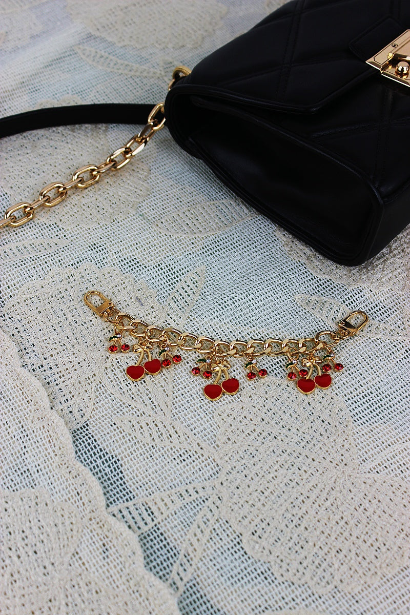 Cherry Charm Crossbody Strap – Adjustable Chain Bag Handle 🍒⛓️