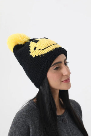 Handmade Smiley Pom Pom Knit Winter Beanie For Women ☃️😊 Leto Collection