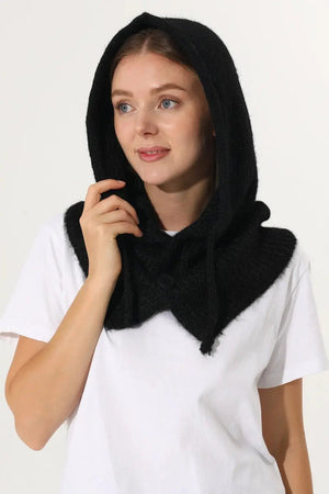 Solid Soft Knit Hooded Neck Warmer Drawstring Balaclava 🧶❄️ Leto Collection