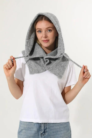 Solid Soft Knit Hooded Neck Warmer Drawstring Balaclava 🧶❄️ Leto Collection