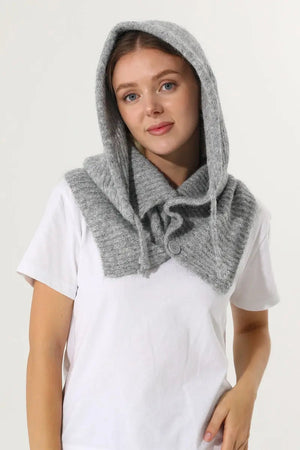 Solid Soft Knit Hooded Neck Warmer Drawstring Balaclava 🧶❄️ Leto Collection