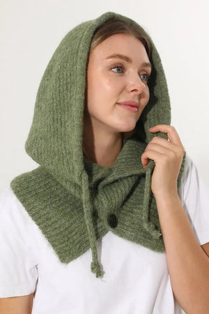 Solid Soft Knit Hooded Neck Warmer Drawstring Balaclava 🧶❄️ Leto Collection