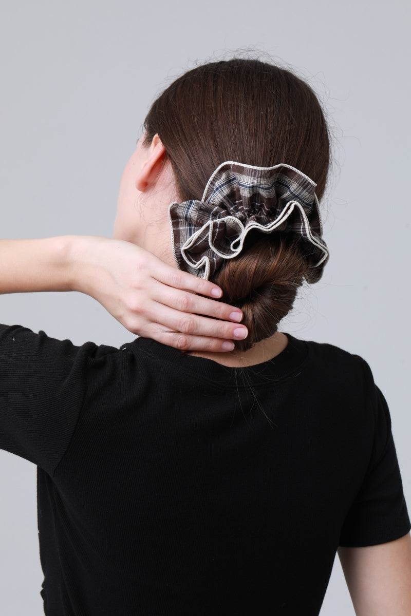 Vintage Stripe Double-Layer Scrunchie – Extra-Large Hair Tie for Women