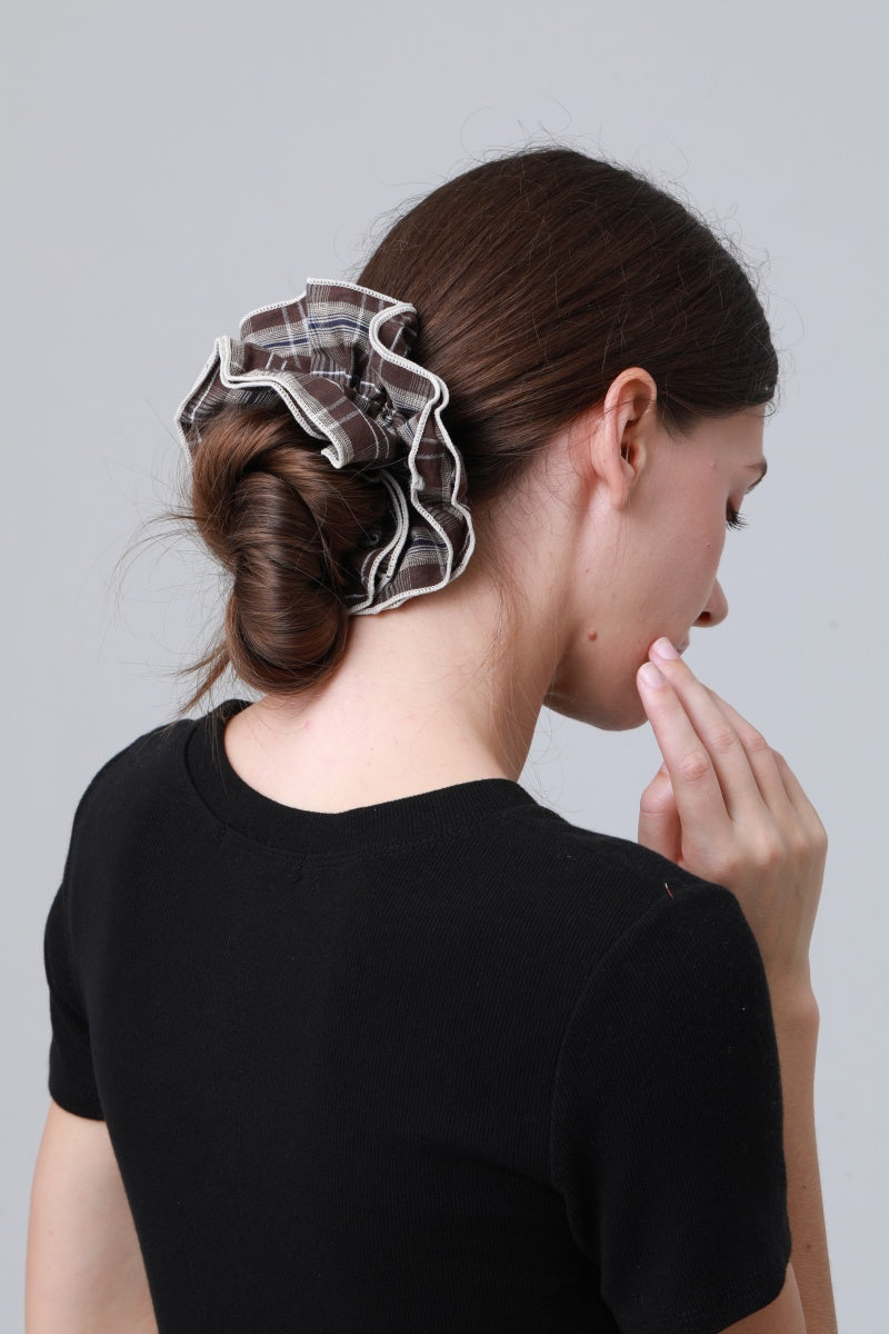 Vintage Stripe Double-Layer Scrunchie – Extra-Large Hair Tie for Women
