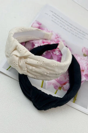 Boho Blooms: Flower Embroidered Denim Knotted Headband Leto Collection