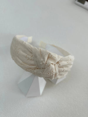 Boho Blooms: Flower Embroidered Denim Knotted Headband Leto Collection