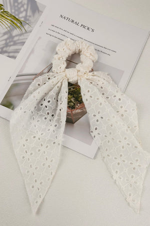 Vintage Charm: Floral Embroidered Cotton Scarf Scrunchie Leto Collection