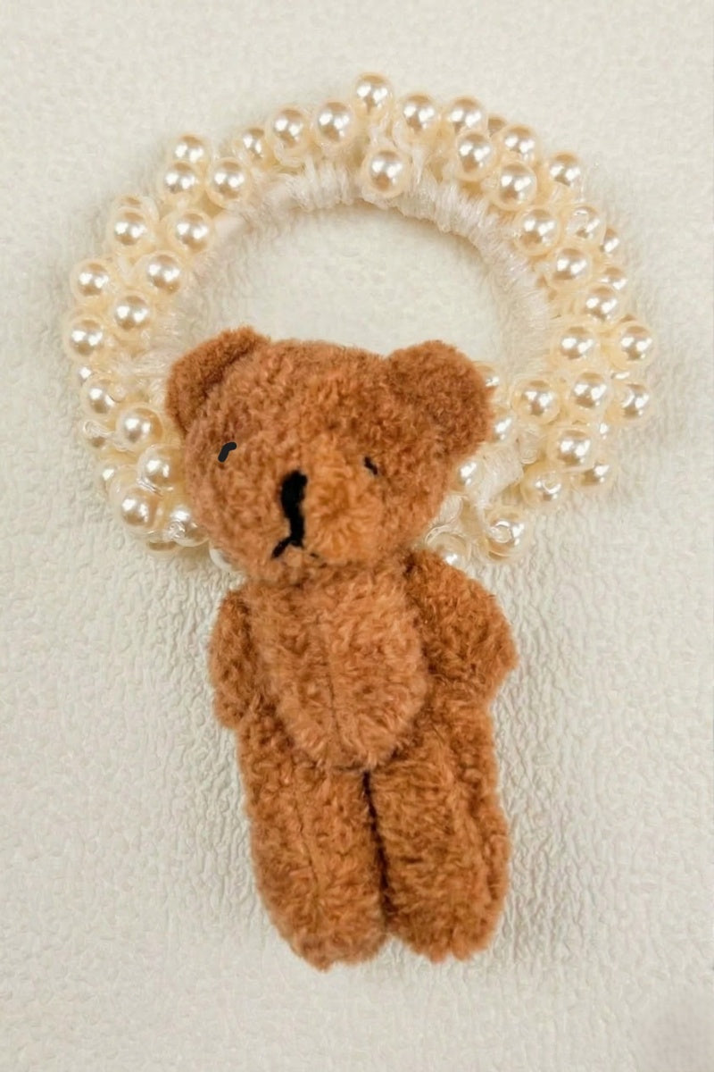 Cute Bear Pearl Scrunchie – Everyday Hair Charm 🐻 Leto Collection