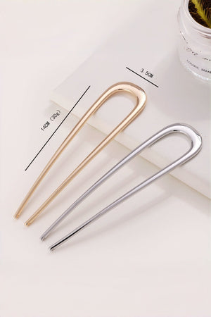 Women Minimalist Metal U Shaped Hair Pin For Bun Updo Leto Collection