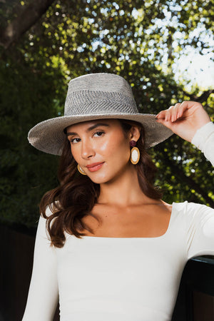 Wanderlust Wide Brim Pinched Front Hat Gray Front