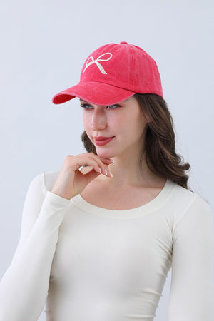 Embroidered Bow Ribbon Baseball Cap – Stylish & Chic🎀⚾️