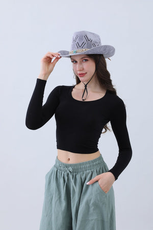 Turquoise Statement Cowboy Hat – Bold Cutout Artistry🌵✨