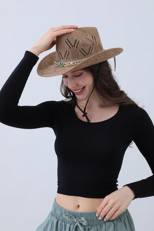 Turquoise Statement Cowboy Hat – Bold Cutout Artistry🌵✨