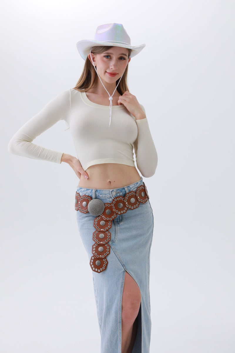 Classic Western Leather Belt – Vintage Cowboy Style ⚜️🤠