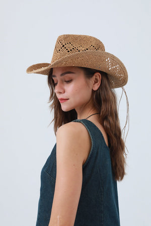 Woven Wide Brim Cowboy Hat – Textured Western Style 🤠🧢