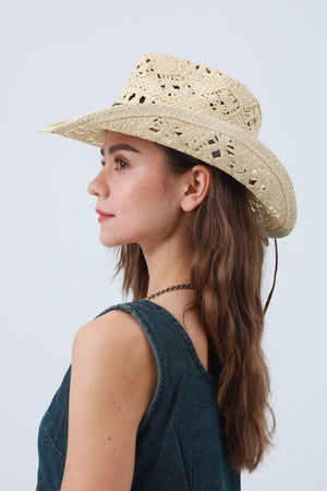 Boho Woven Raffia Cowboy Hat – Eco-Friendly Western Style 🌵🎩