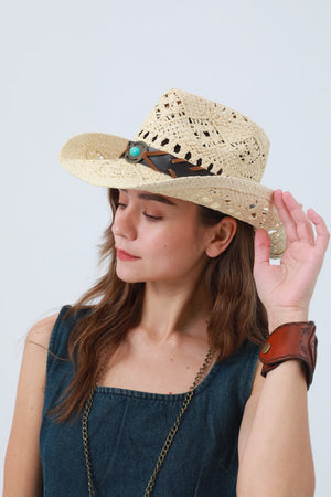 Boho Woven Raffia Cowboy Hat – Eco-Friendly Western Style 🌵🎩