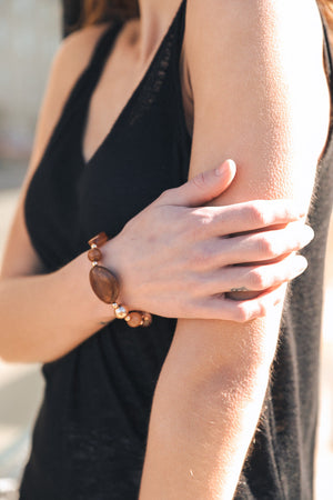 Rustic Wood and Stone Fashion Bracelet