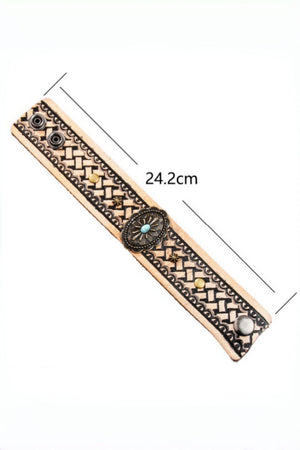 Desert Muse: Bohemian Vintage Turquoise Leather Cuff-Band Bracelet Leto Collection