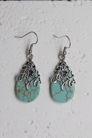Ethnic Openwork Earrings – Carved Turquoise Inlay💎 Leto Collection
