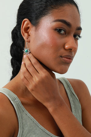 Mini Sun Earrings – Turquoise Inlay Accent 🌞💎