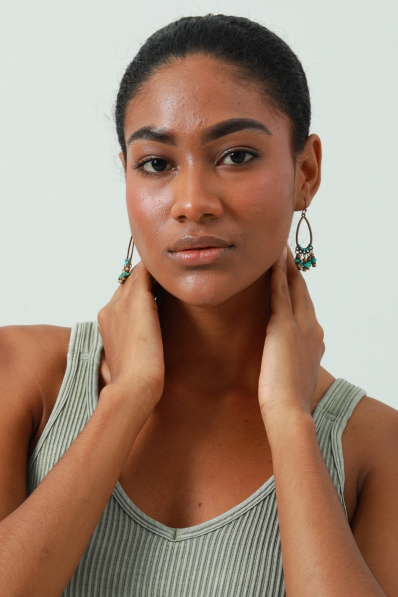 Vintage Boho Earrings – Turquoise & Tassel Details 🌿💎