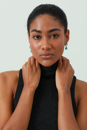 Natural Turquoise Earrings – Irregular Stone Design 💎🌿