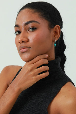 Natural Turquoise Earrings – Irregular Stone Design 💎🌿