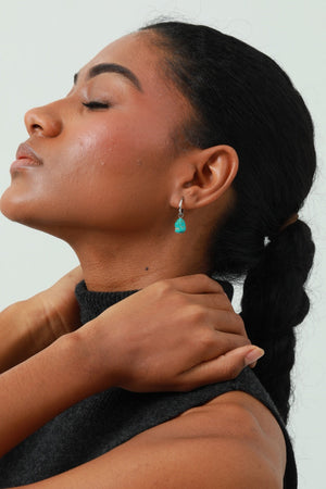 Natural Turquoise Earrings – Irregular Stone Design 💎🌿