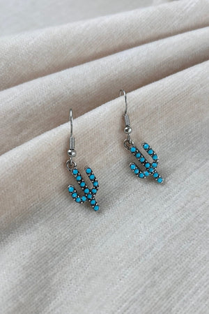 Turquoise Cactus Drop Earrings - Bohemian Desert Style 🌵