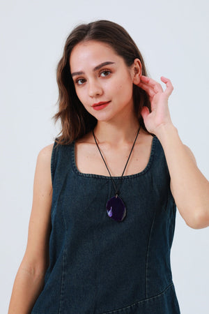 Raw Gemstone Pendant Necklace – Organic & Irregular Stone 💎