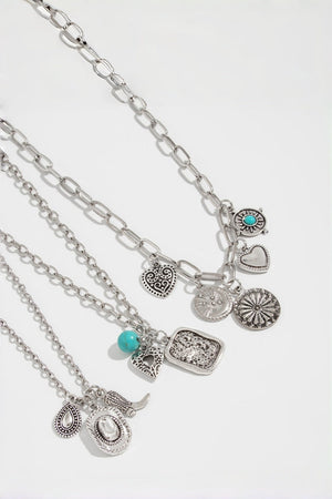 Bohemian Stackable Cowgirl Turquoise Charm Layer Necklace for Women Leto Collection