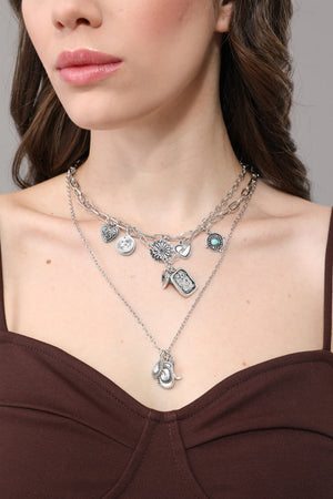 Bohemian Stackable Cowgirl Turquoise Charm Layer Necklace for Women Leto Collection