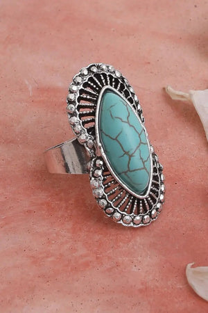 Marquise Western Adjustable Turquoise Ring 🤠💚 Leto Collection