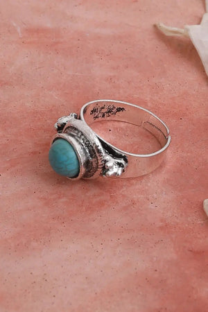 Turquoise Cabochon Ring Adjustable Band Bold Style 🪨💚 Leto Collection