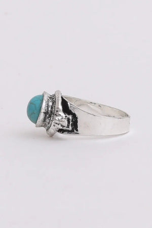 Turquoise Cabochon Ring Adjustable Band Bold Style 🪨💚 Leto Collection