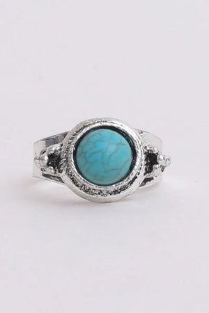 Turquoise Cabochon Ring Adjustable Band Bold Style 🪨💚 Leto Collection