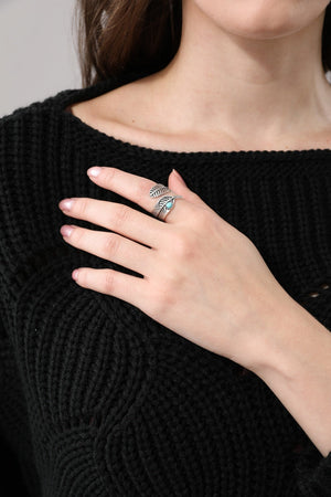 Boho Feather Turquoise Open Adjustable Ring for Women Leto Collection