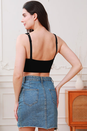 Soft Whisper: Seamless Ribbed Lace Trim Bralette