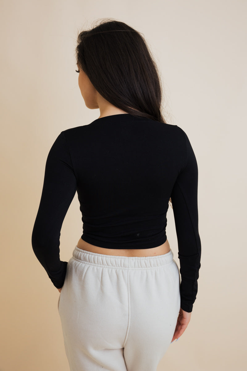 Fitted Crop Top with Long Sleeves