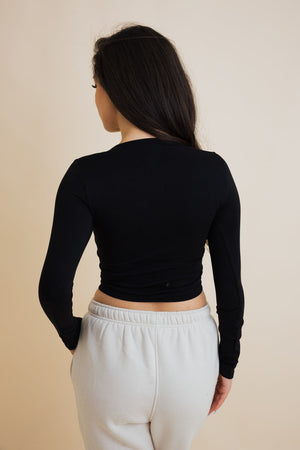 Fitted Crop Top with Long Sleeves
