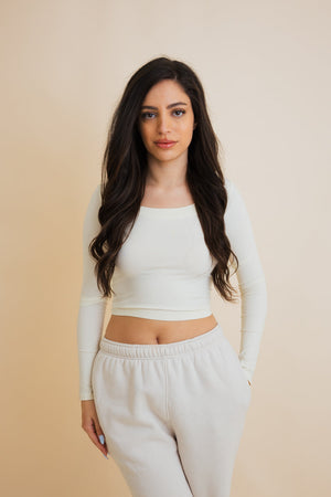 Fitted Crop Top with Long Sleeves