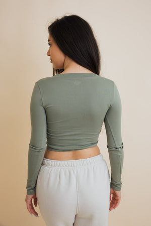 Fitted Crop Top with Long Sleeves